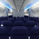 The Economy class with LED cabin lighting is seen on the United Airlines Boeing 787 Dreamliner at Los Angeles International Airport on November 30, 2012 in Los Angeles, California.